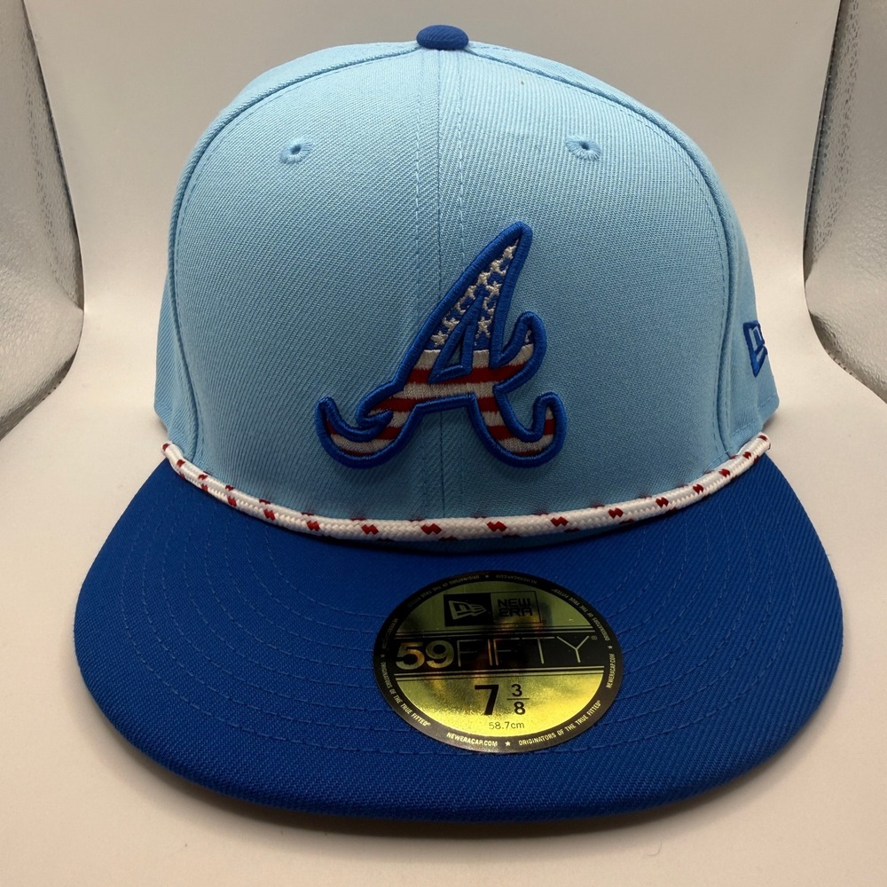 New Era Atlanta Braves 59FIFTY July 4th Stars Stripes Hat Light Blue 7 3/8